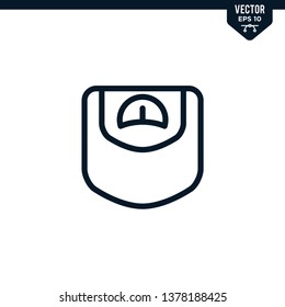 Weight Scale icon collection in outlined or line art style, editable stroke vector