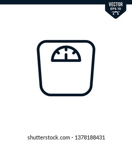 Weight Scale icon collection in outlined or line art style, editable stroke vector
