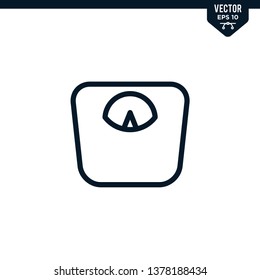 Weight Scale icon collection in outlined or line art style, editable stroke vector
