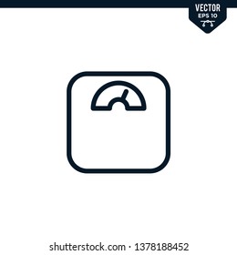 Weight Scale icon collection in outlined or line art style, editable stroke vector