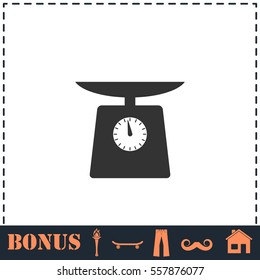 Weight scale icon flat. Simple vector symbol and bonus icon