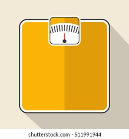 Weight scale icon with long shadow. Flat vector illustration.