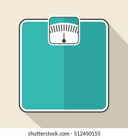 Weight scale icon with long shadow. Flat vector illustration.