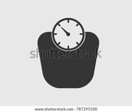 Weight scale icon on gray background. 