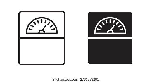 Icono de escala de peso sobre fondo blanco. Icono de Vector de stock