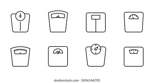 Weight scale icon set. Electronic scale icons. Weighing machine icon collection