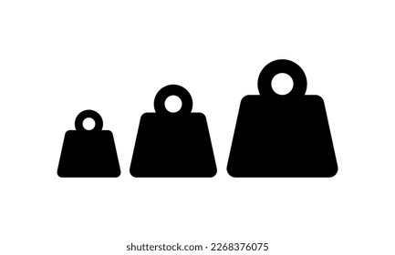 Weight scale Icon set. Heavy Mass growth symbol, Metal Black flat Vector, illustration sign