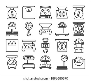 weight scale icon set line vector illustration