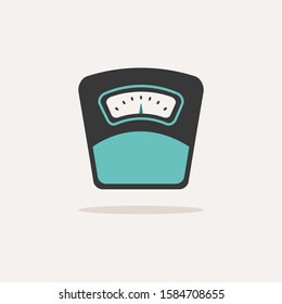 Weight scale. Icon with shadow on a beige background. Pharmacy vector illustration
