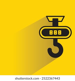 Icono de escala de peso con sombra sobre fondo amarillo