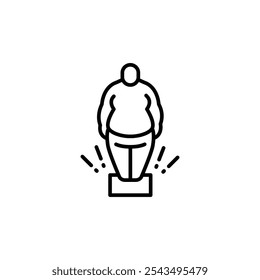 Weight Scale icon. Simple icon representing a person standing on a scale, ideal for social media, app, and web design. Vector illustration