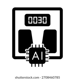 Icono de báscula de peso: sistema inteligente de seguimiento de peso con báscula y chip de IA para monitoreo de salud, progreso físico y manejo de la diabetes