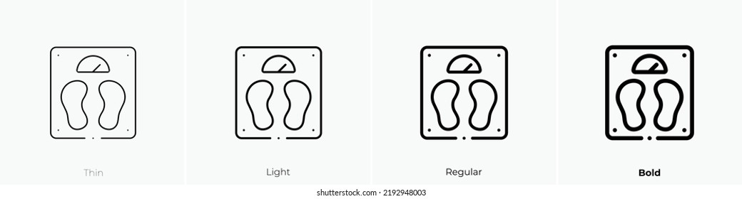 weight scale icon. Thin, Light Regular And Bold style design isolated on white background