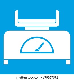 Weight scale icon white isolated on blue background vector illustration