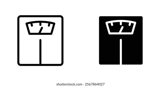 Weight scale icons collection in Filled flat and thin line style.