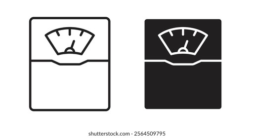 Weight scale icons in flat and line style set.