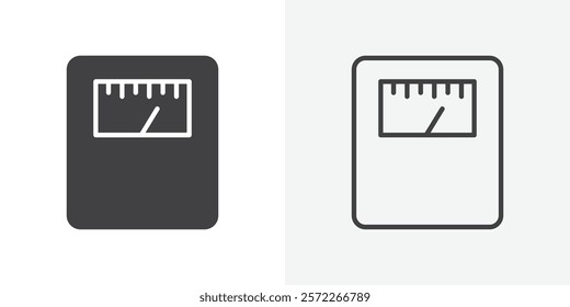 Weight scale icons. flat and line style set