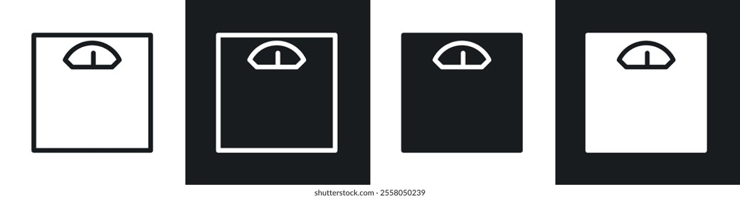 Weight scale icons pack in black and white filled and outlined versions.