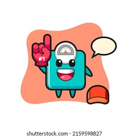 weight scale illustration cartoon with number 1 fans glove , cute style design for t shirt, sticker, logo element