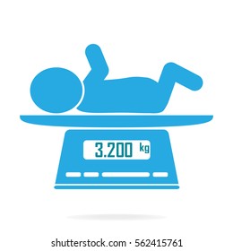 Weight scale for infant icon, Digital scales measure weight in kilograms