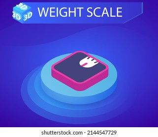 Weight Scale Isometric Design Icon. Vector Web Illustration. 3d Colorful Concept