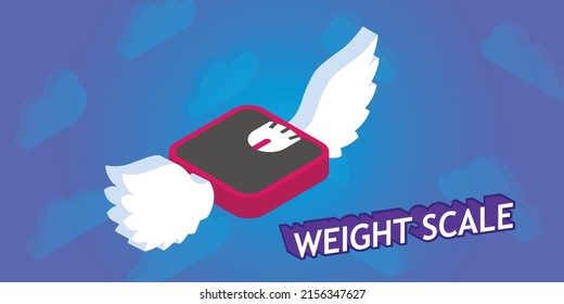 Weight Scale Isometric Design Icon. Vector Web Illustration. 3d Colorful Concept