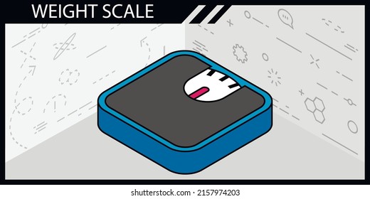 Weight Scale Isometric Design Icon. Vector Web Illustration. 3d Colorful Concept