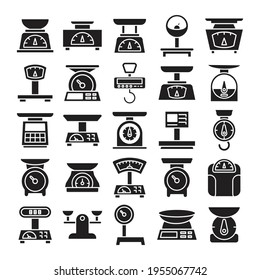 weight scale and kitchen scale icon set vector 