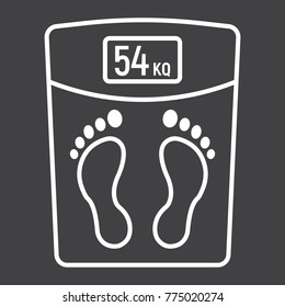 Weight scale line icon, fitness and sport, diet sign vector graphics, a linear pattern on a black background, eps 10.