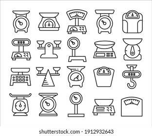 weight scale line icons vector set