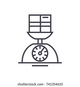 weight scale linear icon, sign, symbol, vector on isolated background