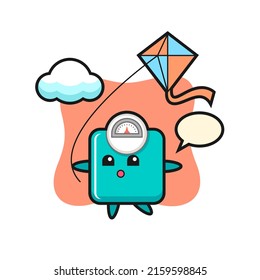 ilustración de mascota de escala de peso está jugando a la cometa, diseño de estilo lindo para camiseta, pegatina, elemento logotipo