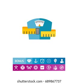 Weight scale with measuring tape icon