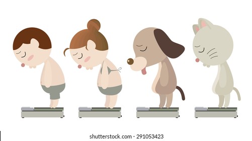 weight scale monitor cartoon vector