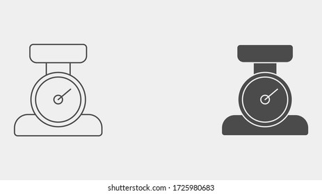 Weight scale outline and filled vector icon sign symbol