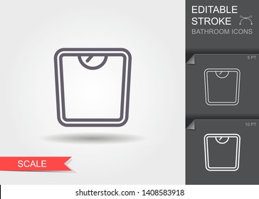 Weight scale. Outline icon with editable stroke. Linear symbol of the bathroom with shadow