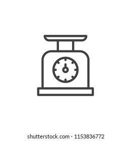 Weight scale outline icon. linear style sign for mobile concept and web design. Kitchen scale simple line vector icon. Symbol, logo illustration. Pixel perfect vector graphics