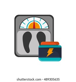 weight scale and protein supplement icon