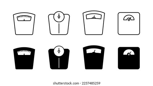 Weight scale vector icon set. Weighing machine icon