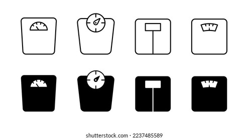 Weight scale vector icon set. Weighing machine icon