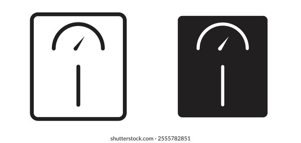 Weight scale vector icon set in black color.