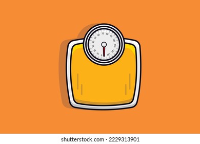 Weight Scale vector illustration. Weight checking object icon concept. Bathroom scale vector design with shadow on orange background.