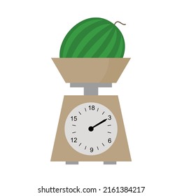 Weight scale with watermelon. Vector illustration 