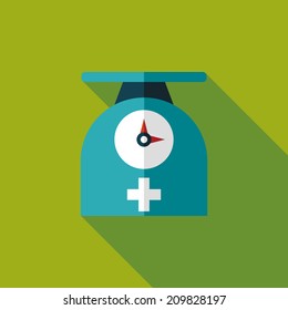 weight scales flat icon with long shadow