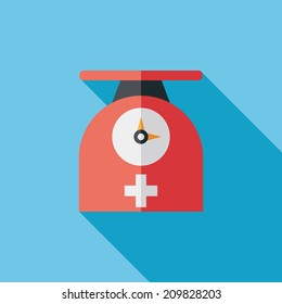 weight scales flat icon with long shadow