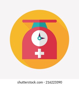 weight scales flat icon with long shadow