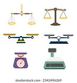 Weight scales icon. flat design different tools to measure weight concept. Vector, illustration.