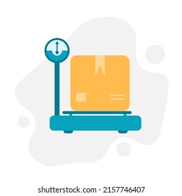 Weight scales icon. Parcel size and weight sign. Vector illustration. Cartoon minimal style.