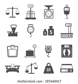 Weight scales for trade pharmacy shopping measurement isolated vector illustration