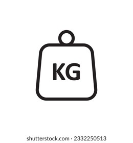 Icono del vector de escalas de peso. Diseño de señas planas Kg. Pictograma con símbolo de escala de peso Kilogramo. icono de interfaz de usuario de UX